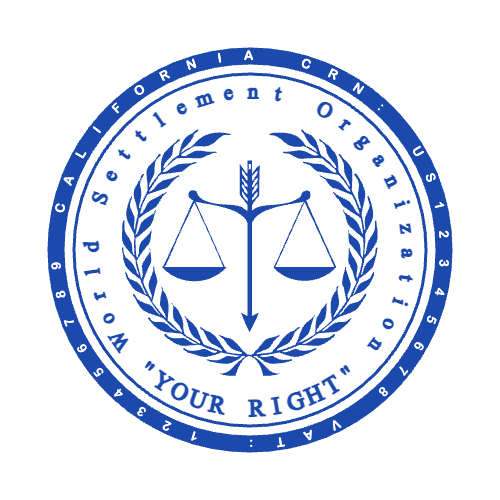 Round Custom 42 mm Blue Round Stamp Featuring Justice Scales and Text by StampCreatorOnline — 067