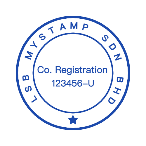 Round Affordable Indian Circular Stamp with Triple Rings and Star by StampCreatorOnline — 081
