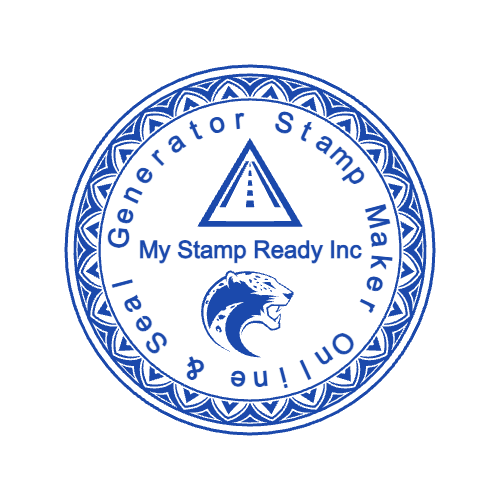 Round Elegant Round Stamp with Dual Logos and Beautiful Border by StampCreatorOnline — 083
