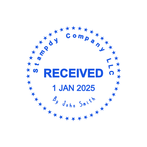 Round Date Stamp with Custom Text by StampCreatorOnline — 110