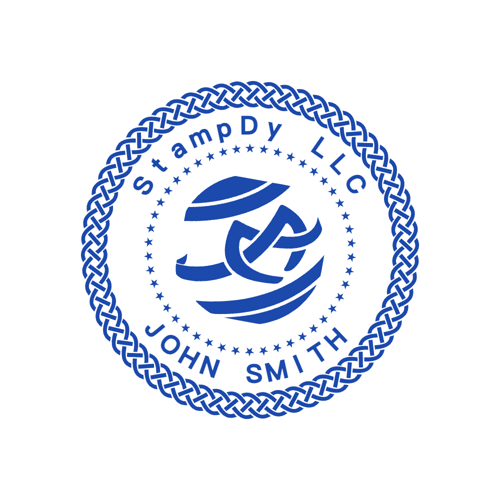 Round Company Logo Stamp with Round Border by StampCreatorOnline — 112