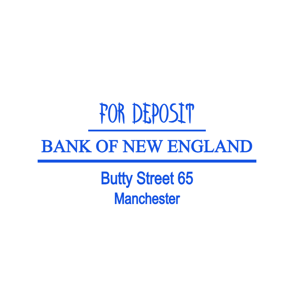 Rectangular Bank of New England Deposit Only Stamp with Address by StampCreatorOnline — 126