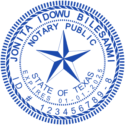 Round Texas Notary-Style Circular Stamp by StampCreatorOnline — 196