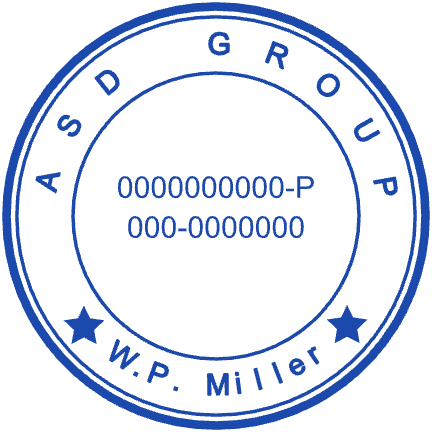 ASD Group W.P. Miller registration-number seal template from StampCreatorOnline
