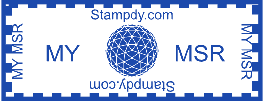 Rectangular MSR globe company seal template by StampCreatorOnline