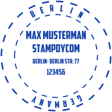 Max Musterman Berlin address and registration seal from StampCreatorOnline