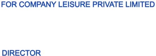 Borderless rectangular director stamp with a company authorization line above a separate director label